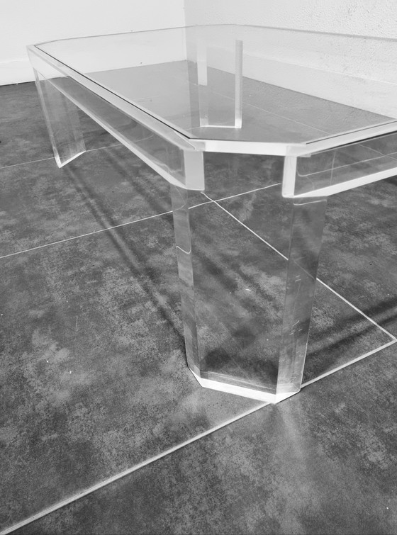 Image 1 of David Lange Lucite en glazen salon tafel