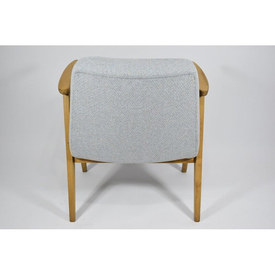 Image 1 of Vintage Klassiek gepolijste vintage fauteuil, J. Chierowski, blauw eiken jaren 1960