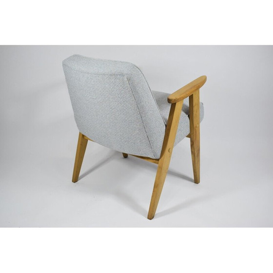 Image 1 of Vintage Klassiek gepolijste vintage fauteuil, J. Chierowski, blauw eiken jaren 1960