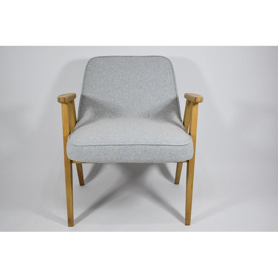 Image 1 of Vintage Klassiek gepolijste vintage fauteuil, J. Chierowski, blauw eiken jaren 1960