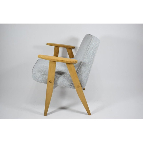 Image 1 of Vintage Klassiek gepolijste vintage fauteuil, J. Chierowski, blauw eiken jaren 1960