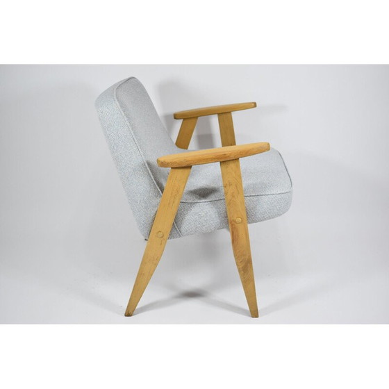 Image 1 of Vintage Klassiek gepolijste vintage fauteuil, J. Chierowski, blauw eiken jaren 1960