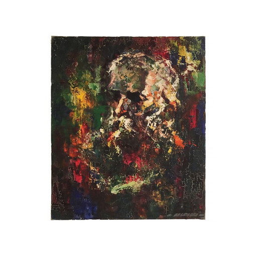 Vintage portretschilderij door Robert Falcucci