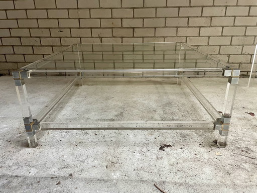 Perspex Salontafel Met Bijpassende Bijzettafel.