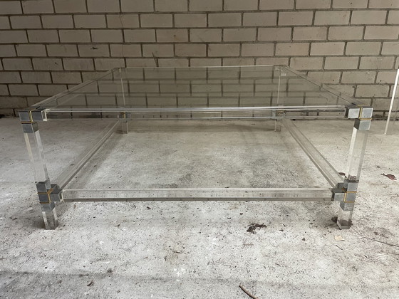 Image 1 of Perspex Salontafel Met Bijpassende Bijzettafel.