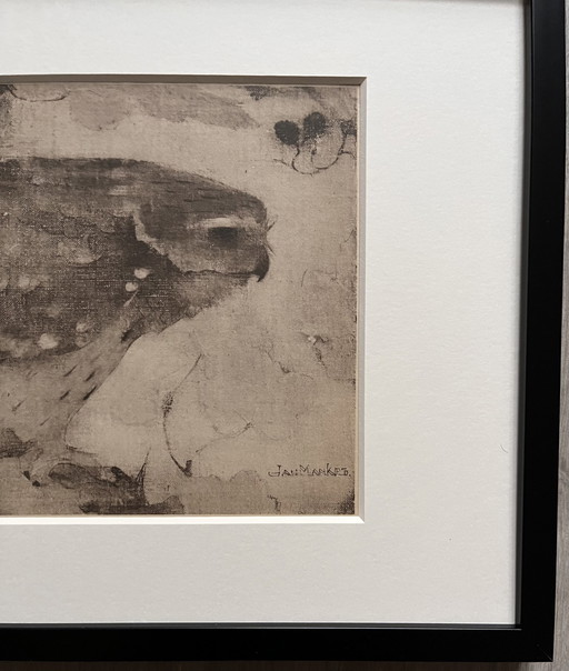 Jan Mankes 1889-1920 / Heliogravure Roofvogel Op Tak 1923