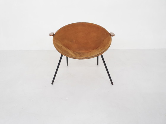 Image 1 of Hans Olsen suede 'Balloon' stoel voor Lea design, Denemarken 1950's