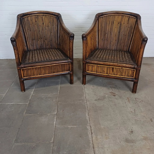 2x Vintage Bamboe stoel