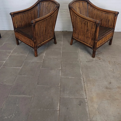 2x Vintage Bamboe stoel