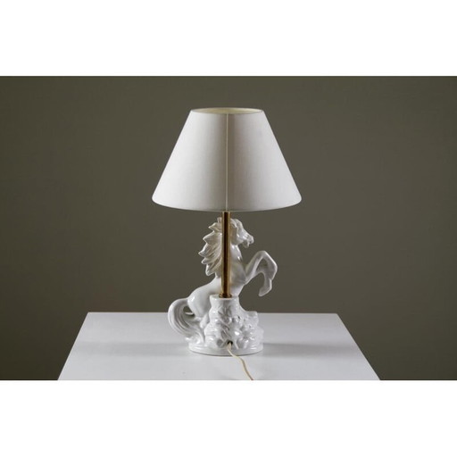 Vintage keramieken "steigerend paard" lamp, Frankrijk 1980