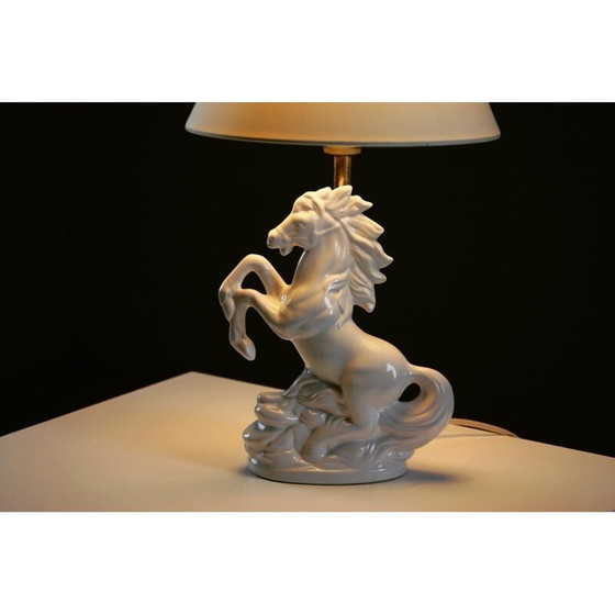 Image 1 of Vintage keramieken "steigerend paard" lamp, Frankrijk 1980