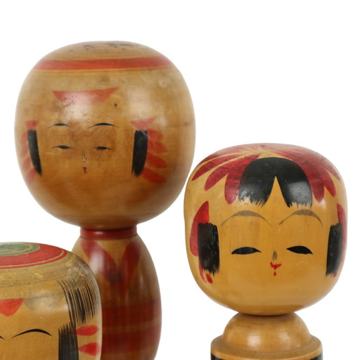 Lot van 5 Grote Kokeshi Poppen Naruko