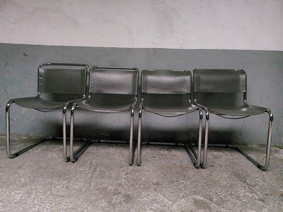 Image 1 of 4x vintage buisframe sledestoelen