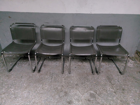 Image 1 of 4x vintage buisframe sledestoelen