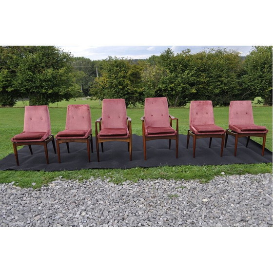 Image 1 of Set vintage 4 stoelen en 2 fauteuils van David Walker voor Dalescraft meubilair