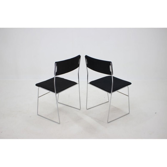 Image 1 of Set van 4 vintage minimalistische verchroomde eetkamerstoelen, Tsjecho-Slowakije 1970