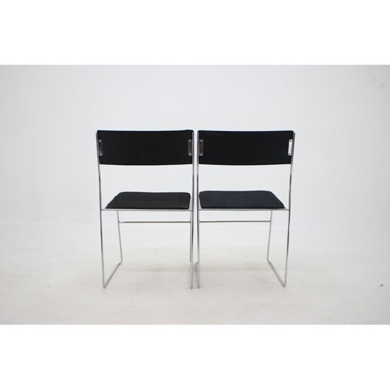 Image 1 of Set van 4 vintage minimalistische verchroomde eetkamerstoelen, Tsjecho-Slowakije 1970