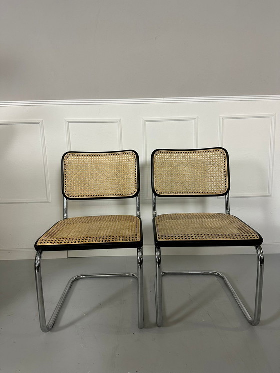 Image 1 of Thonet S32 stoel van stalen buis klassiek sledemodel