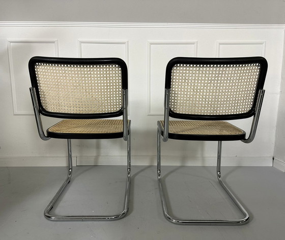 Image 1 of Thonet S32 stoel van stalen buis klassiek sledemodel