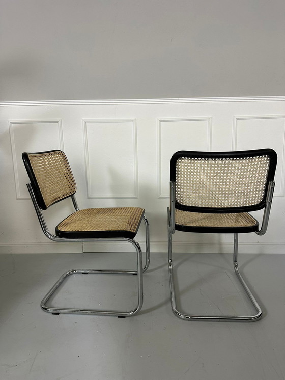 Image 1 of Thonet S32 stoel van stalen buis klassiek sledemodel