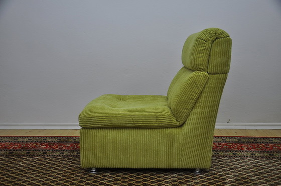 Image 1 of Modulaire sofa van groen ribfluweel, 1970S, set van 3