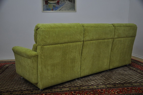 Image 1 of Modulaire sofa van groen ribfluweel, 1970S, set van 3