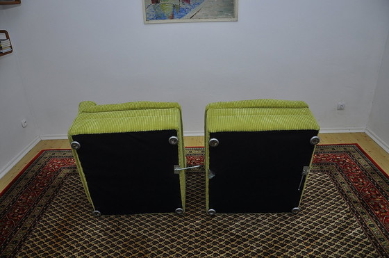 Image 1 of Modulaire sofa van groen ribfluweel, 1970S, set van 3