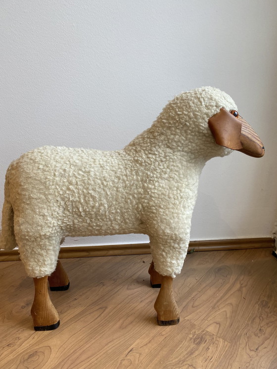 Image 1 of Vintage schaap Hanns Peter Krafft wollen kruk 61Cm