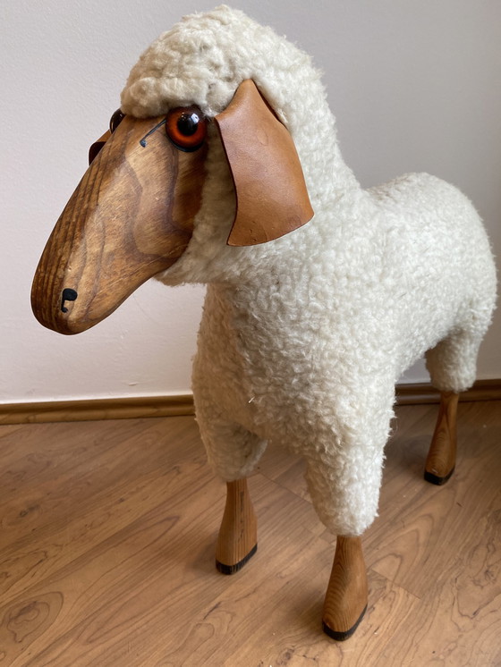 Image 1 of Vintage schaap Hanns Peter Krafft wollen kruk 61Cm