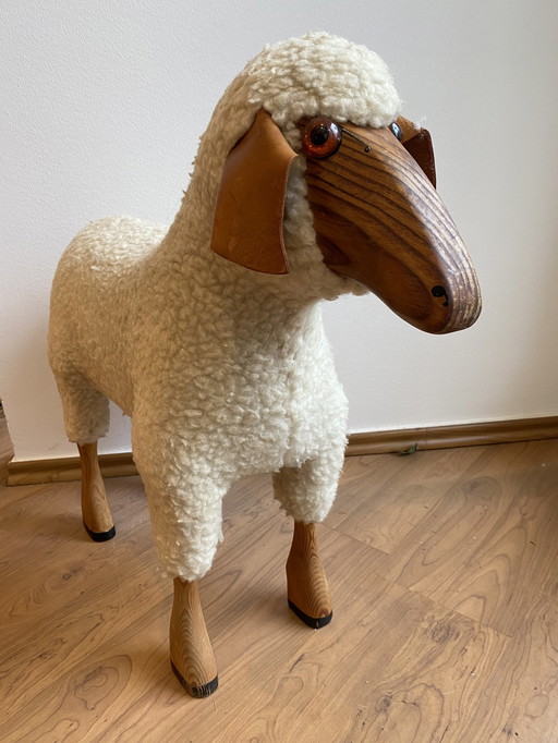 Vintage schaap Hanns Peter Krafft wollen kruk 61Cm