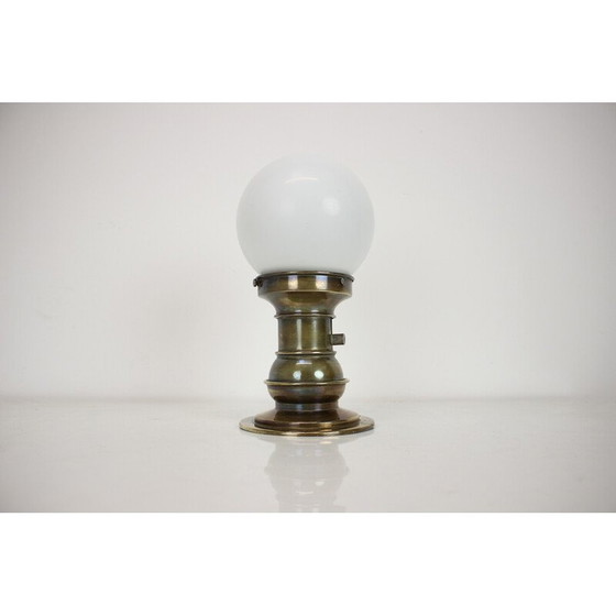 Image 1 of Vintage Art Deco lamp van messing en glas, Tsjecho-Slowakije 1930