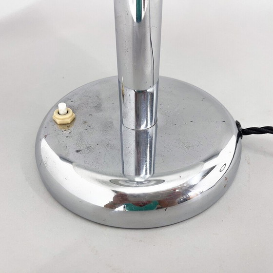 Image 1 of Vintage chromen en glazen tafellamp, Tsjecho-Slowakije1930