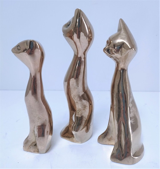 Image 1 of Drie koperen katten 80