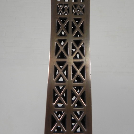 Image 1 of Grote, 110 Cm Hoge Bronzen Eiffeltoren Met Verlichting, Jaren 70