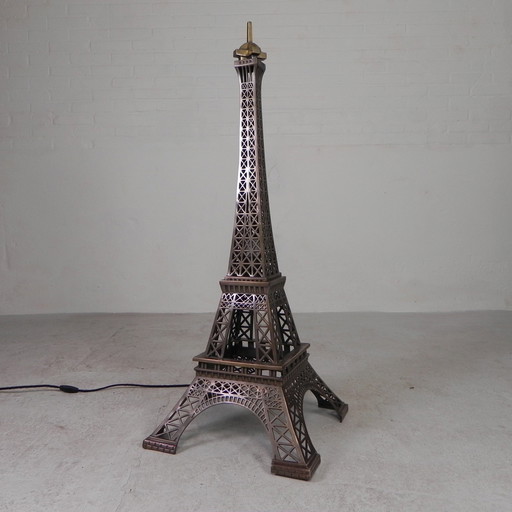 Grote, 110 Cm Hoge Bronzen Eiffeltoren Met Verlichting, Jaren 70