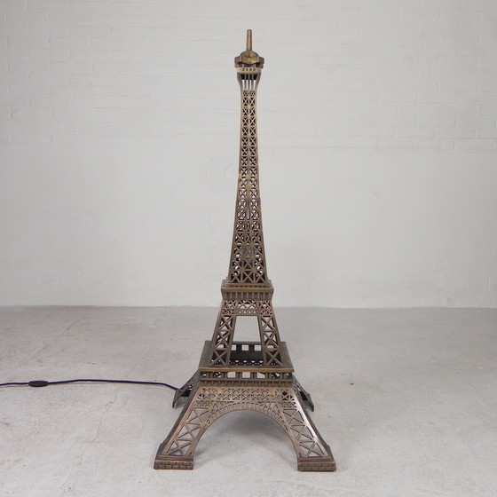 Image 1 of Grote, 110 Cm Hoge Bronzen Eiffeltoren Met Verlichting, Jaren 70