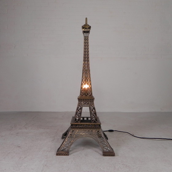 Image 1 of Grote, 110 Cm Hoge Bronzen Eiffeltoren Met Verlichting, Jaren 70