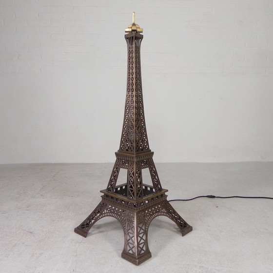 Image 1 of Grote, 110 Cm Hoge Bronzen Eiffeltoren Met Verlichting, Jaren 70