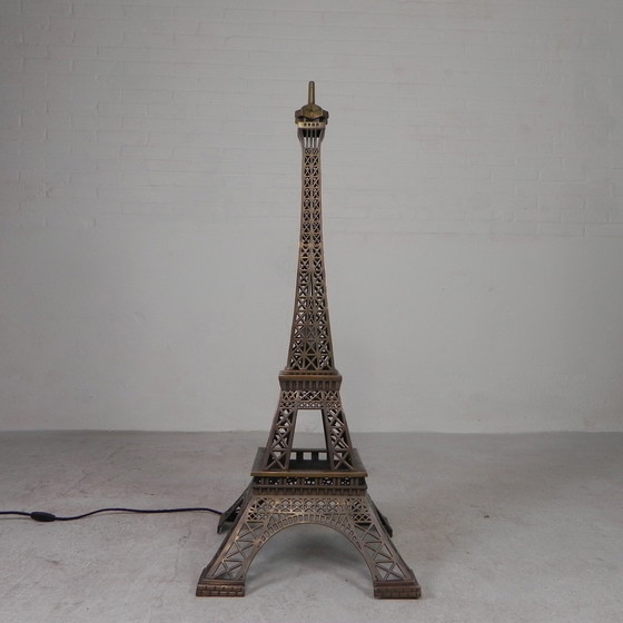 Image 1 of Grote, 110 Cm Hoge Bronzen Eiffeltoren Met Verlichting, Jaren 70