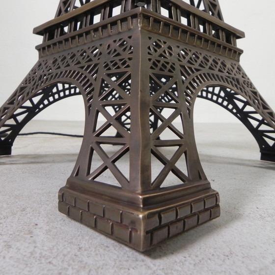 Image 1 of Grote, 110 Cm Hoge Bronzen Eiffeltoren Met Verlichting, Jaren 70