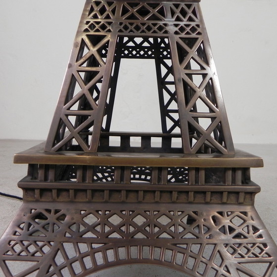 Image 1 of Grote, 110 Cm Hoge Bronzen Eiffeltoren Met Verlichting, Jaren 70