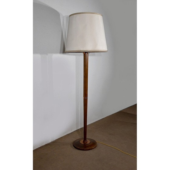 Image 1 of Vintage art deco vloerlamp in gelakt beukenhout, 1940