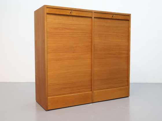 Image 1 of Vintage archiefkast tambour Deens teak