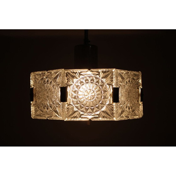 Image 1 of Vintage metalen en glazen hanglamp van Kamenicky Senov, Tsjecho-Slowakije 1960