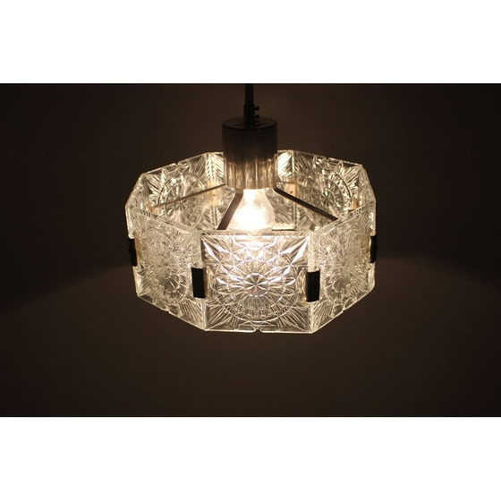 Image 1 of Vintage metalen en glazen hanglamp van Kamenicky Senov, Tsjecho-Slowakije 1960