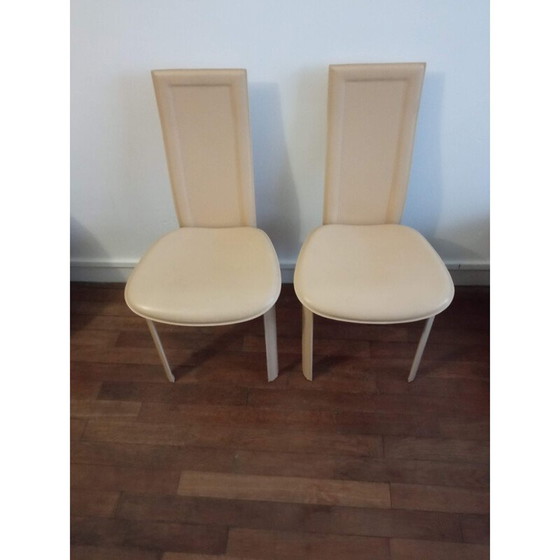 Image 1 of Paar vintage leren stoelen, Italië 1970