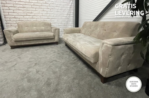 Taupe Sofa 2,5 + 3 zits met slaapfunctie