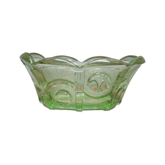 Image 1 of Franse Art Deco Groene Fruitschaal