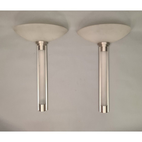 Image 1 of Paar vintage glazen wandlampen van Ricardo Bofill voor Light