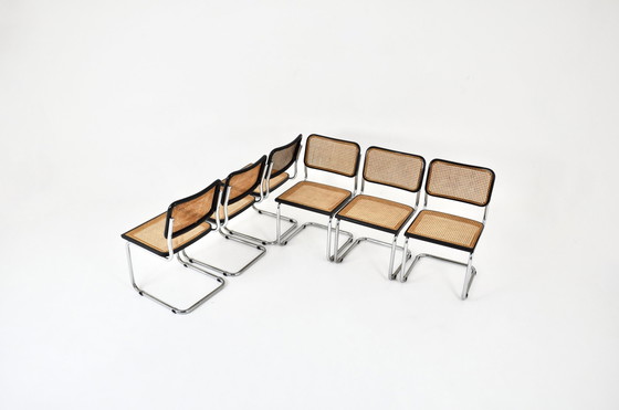 Image 1 of Eetkamerstoelen Stijl B32 van Marcel Breuer, set van 6